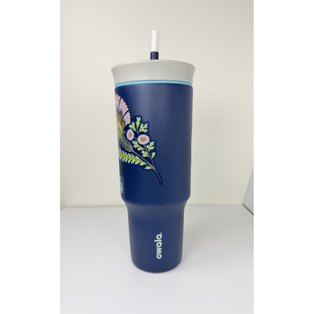 Owala 40oz Stainless Steel Tumbler Navy Nights Straw Lid AS IS No Handle
